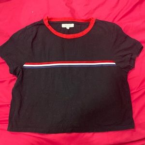 Black top w/ red, blue and white